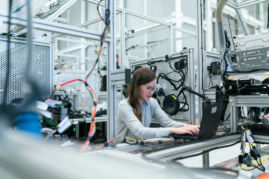 Engineer inspecting precision parts